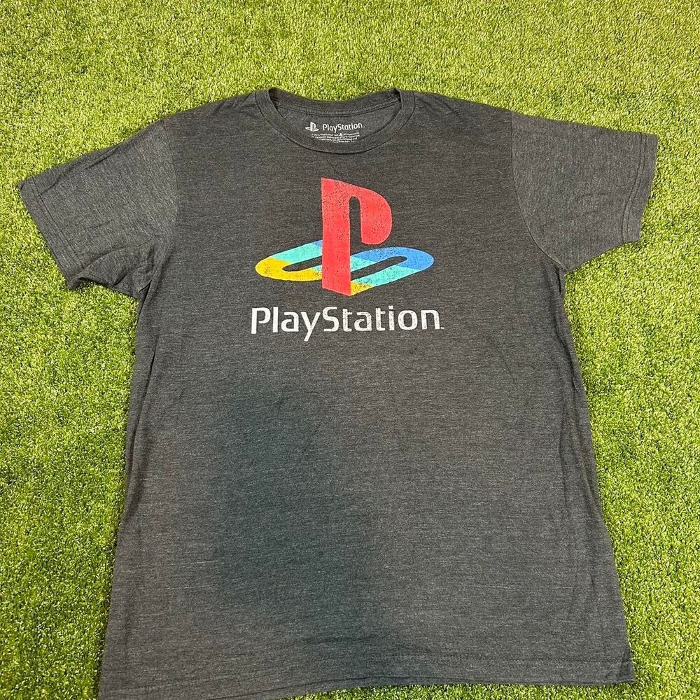 Sony Men's Grey and Black T-shirt